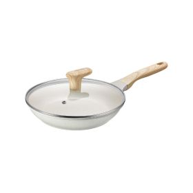 Macadamia-Colored Nonstick Frying Pan 28cm, Omelette and Steak Skillet with Easy-Release Coating (EJ28LAP01)