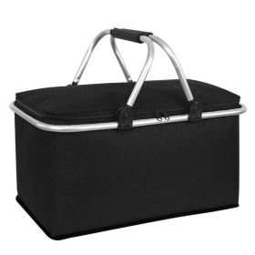 30L Insulated Picnic Basket Cooler, Collapsible Grocery and Food Delivery Bag with Heat and Cold Insulation and Aluminum Handles