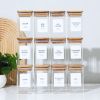 12-Pack Glass Spice Jars with Bamboo Lids, 8oz Storage Bottles with 72 Printed Labels & 20 Writable Stickers for Organized Pantry