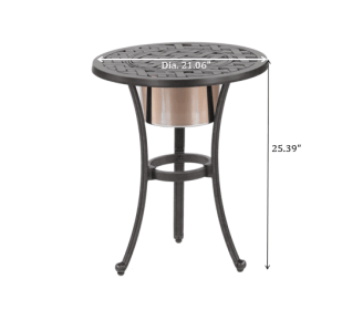 21-Inch Round Aluminum Bistro Table, Compact Weather-Resistant Outdoor Table for Patio, Balcony, or Café