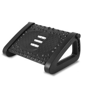 Adjustable Under Desk Footrest with Tilt and Roller for Office and Gaming, Black