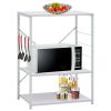 White Microwave Cabinet, 23.6 x 15.6 x 31.3 Inch Engineered Wood Kitchen Storage Cabinet with Shelves