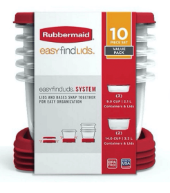 Rubbermaid Easy Find Lids Food Storage Containers, 10-Piece Set with Secure Lids for Everyday Kitchen Storage