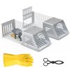 2-Piece Humane Mouse Trap Cage, Automatic Reusable Catch-and-Release Live Rodent Trap with One-Way Door