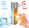 Insulated Vacuum Flask Gift Set, Stainless Steel Water Bottle with 3 Matching Cups for Hot and Cold Drinks