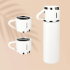 Insulated Vacuum Flask Gift Set, Stainless Steel Water Bottle with 3 Matching Cups for Hot and Cold Drinks