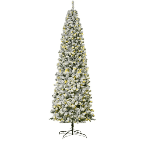 9 ft Pre-Lit Snow-Flocked Slim Douglas Fir Artificial Christmas Tree with 550 LED Lights and 988 Tips