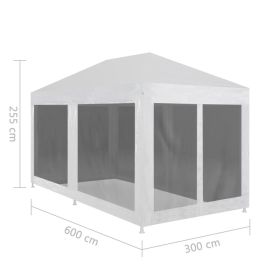 vidaXL Party Tent Canopy with 6 Mesh Sidewalls, 6×3 m