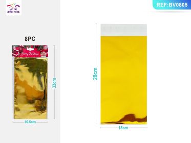 Gold Aluminum Film Self-Adhesive Storage Bags, Pack of 8