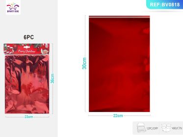Red Aluminum Film Self-Adhesive Storage Bags, Pack of 6