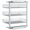 3-Tier Pull-Out Kitchen Wire Basket Organizer, Silver Slide-Out Storage Rack 18.5 x 13.8 x 22 Inches