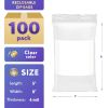 White Block Reclosable Bags, 5 x 8 Inch. Pack of 100 Zipper Bags for Food Storage with Write-On Block. Waterproof Bags for Small Business