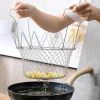 Stainless Steel Folding Strainer Spoon, Mesh Skimmer Frying Tool for French Fries, Chicken, and Deep Frying