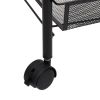 3-Tier Kitchen Trolley Cart, Black Iron Rolling Storage Organizer, 18.1 x 10.2 x 25.2 Inch Utility Rack
