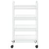 4-Tier Kitchen Trolley Cart, White Iron Rolling Storage Organizer, 18.1 x 10.2 x 33.5 Inch Utility Rack