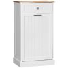 Kitchen Tilt-Out Trash Bin Cabinet, Freestanding Recycling Cabinet with Drawer and Trash Can Holder, White