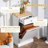 Kitchen Tilt-Out Trash Bin Cabinet, Freestanding Recycling Cabinet with Drawer and Trash Can Holder, White