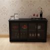 Kitchen Storage Cupboard with Glass Door, Freestanding Storage Cabinet, Black