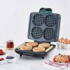 Multi Mini Waffle Maker: Four Mini Waffles; Perfect for Families and Individuals; 4 Inch Dual Non-stick Surfaces with Quick Release & Easy Clean