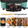 1500W Electric Indoor Grill 2 in 1 Electric BBQ Gill with Grill Net Removable Plate 5 Temperature Control 3 Small Trays Dishwasher Safe