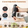 Electric Salt and Pepper Grinder Rechargeable Charging Base Automatic Salt Mill LED Indicator Adjustable Coarseness One Hand Easy Operation