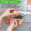 2Pcs Refrigerator Egg Drawer 36 Egg Capacity Snap On Hanging Storage Tray Space Saving Pull Out Egg Container Organizer