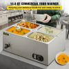 VEVOR 110V Commercial Food Warmer 4x1/4GN, 4-Pan Stainless Steel Bain Marie 14.8 Qt Capacity,1500W Steam Table 15cm/6inch Deep,Temp. Control 86-185