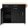Kitchen Island with Drop Leaf, Kitchen Storage Cart with 3 Tier Pull Out Cabinet Organizer, Internal Storage Rack