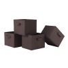 Capri Set of 4 Foldable Fabric Storage Baskets, Chocolate Brown, for Home Organization