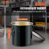 VEVOR Fryer Grease Bucket, 8 Gal Oil Disposal Caddy Stainless Steel Fryer Oil Bucket Rust-Proof Coating, Oil Transport Container with Lid, Lock Clips