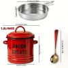 Food storage jar, cutlery storage jar, condiment storage jar, for heating, with strainer and spoon, Country vintage jar - red