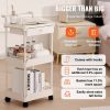 VEVOR 3-Tier Rolling Utility Cart with Drawer, Kitchen Cart with Lockable Wheels, Multifunctional Storage Trolley with Handle for Office, Living Room
