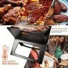 1PC Portable & Foldable Outdoor Charcoal Grill in Black, Ideal for Camping, Picnics. One - second Fold, Durable Metal Build, Comes with Cooking Bars