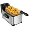3.2-Quart Electric Stainless Steel Deep Fryer with Built-In Timer for Home Cooking