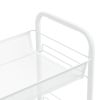 4-Tier Kitchen Trolley Cart, White Iron Rolling Storage Organizer, 18.1 x 10.2 x 33.5 Inch Utility Rack