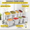 VEVOR Expandable Spice Rack, 13.8"-23.6" Adjustable, 2-Tier Stainless Steel Organizer Shelf with 4 1/9 Pans 4 1/6 Pan 8 Ladles