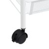4-Tier Kitchen Trolley Cart, White Iron Rolling Storage Organizer, 18.1 x 10.2 x 33.5 Inch Utility Rack