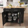Kitchen Island with Drop Leaf, Kitchen Storage Cart with 3 Tier Pull Out Cabinet Organizer, Internal Storage Rack