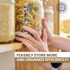 Pride of India | Clear Food Grade PET Plastic Square Grip Storage Jar w/ Cap | 6 Jar Pack - 64 Fluid Ounces 7-8 Cup Storage Capacity | Airtight Seal &