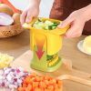 Manual Vegetable Slicer for Carrot, Potato and Cucumber, French Fry and Ham Cutter, Compact Kitchen Prep Tool