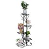 Indoor Outdoor 5-Tier Plant Shelf Stand, Black Square Shelving Unit for Displaying Plants and Flowers on Patio or Home
