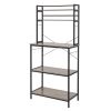 5-Tier Kitchen Bakers Rack with 10 S-Shaped Hooks, Industrial Microwave Oven Stand