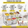 VEVOR Expandable Spice Rack, 13.8"-23.6" Adjustable, 2-Tier Stainless Steel Organizer Shelf with 4 1/9 Pans 4 1/6 Pan 8 Ladles