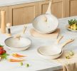Macadamia-Colored Nonstick Frying Pan 28cm, Omelette and Steak Skillet with Easy-Release Coating (EJ28LAP01)