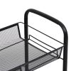 3-Tier Kitchen Trolley Cart, Black Iron Rolling Storage Organizer, 18.1 x 10.2 x 25.2 Inch Utility Rack