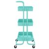3-Tier Kitchen Trolley Cart, Turquoise Iron and ABS Rolling Storage Organizer, 16.5 x 13.8 x 33.5 Inch Utility Rack