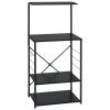 Microwave Cabinet Black 23.6"x15.6"x48.4" Engineered Wood