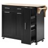 Kitchen Island with Drop Leaf, Kitchen Storage Cart with 3 Tier Pull Out Cabinet Organizer, Internal Storage Rack