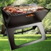 1PC Portable & Foldable Outdoor Charcoal Grill in Black, Ideal for Camping, Picnics. One - second Fold, Durable Metal Build, Comes with Cooking Bars