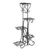 Indoor Outdoor 5-Tier Plant Shelf Stand, Black Square Shelving Unit for Displaying Plants and Flowers on Patio or Home